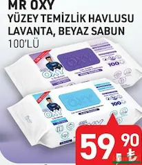 MR OXY YÜZEY TEMİZLİK HAVLUSU LAVANTA/BEYAZ SABUN 100'LÜ MR OXY YÜZEY TEMİZLİK HAVLUSU LAVANTA/BEYAZ SABUN 100'LÜ